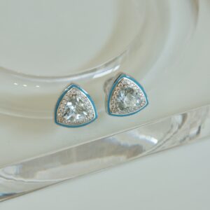 【Sky Feather】Sky Blue Zircon Earrings - Image 3