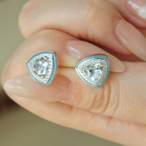 【Sky Feather】Sky Blue Zircon Earrings - Image 4
