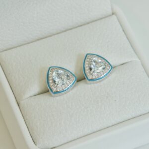 【Sky Feather】Sky Blue Zircon Earrings - Image 1