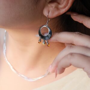 Pure silver honeycomb earrings - Image 1