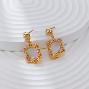 S925 silver vintage gold white pearl earrings - Image 4