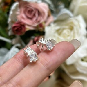 Pure silver C-shaped zircon earrings - Image 17