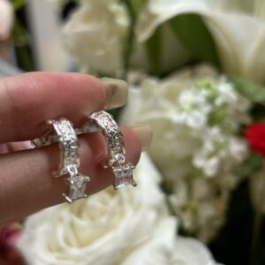 Pure silver C-shaped zircon earrings - Image 21