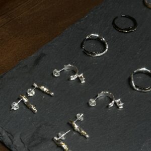 Pure silver C-shaped zircon earrings - Image 22