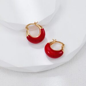 S925 silver retro gold red glaze drop earrings - Image 4