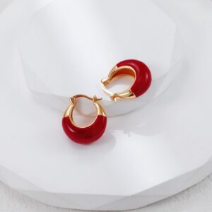 S925 silver retro gold red glaze drop earrings - Image 6