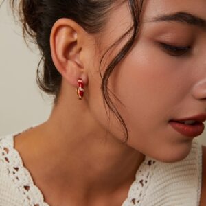 S925 silver retro gold enamel zirconite stud earrings - Image 1