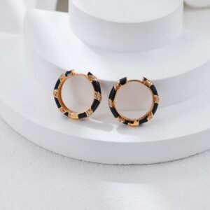 S925 silver retro gold enamel zirconite stud earrings - Image 5