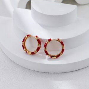 S925 silver retro gold enamel zirconite stud earrings - Image 6
