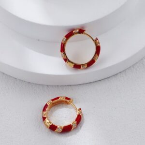 S925 silver retro gold enamel zirconite stud earrings - Image 7