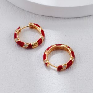 S925 silver retro gold enamel zirconite stud earrings - Image 8