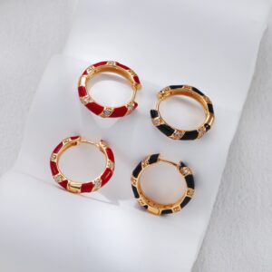 S925 silver retro gold enamel zirconite stud earrings - Image 9