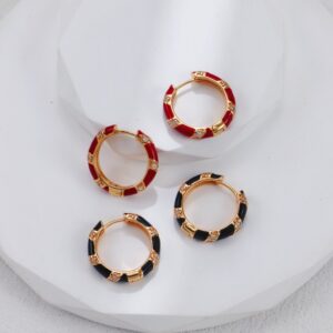 S925 silver retro gold enamel zirconite stud earrings - Image 10