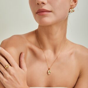 S925 silver vintage gold grape agate white pearl earrings - Image 3