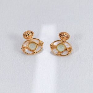 S925 silver vintage gold grape agate white pearl earrings - Image 5