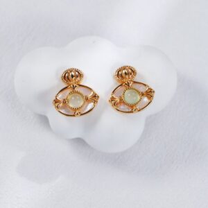 S925 silver vintage gold grape agate white pearl earrings - Image 6
