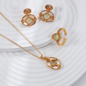 S925 silver vintage gold grape agate white pearl earrings - Image 7
